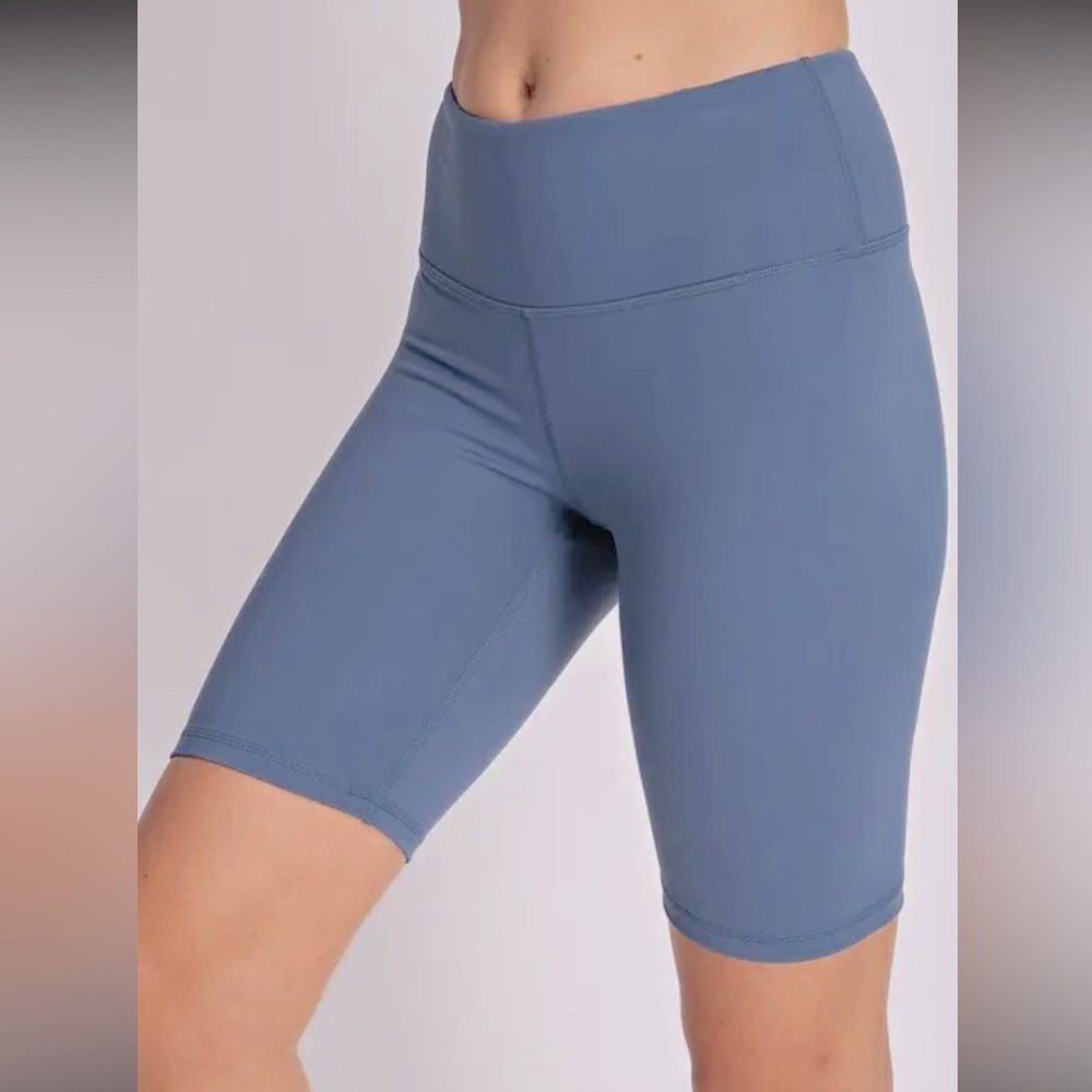 Sunday Morning Blue High Waist Butter Soft Yoga Biker Shorts